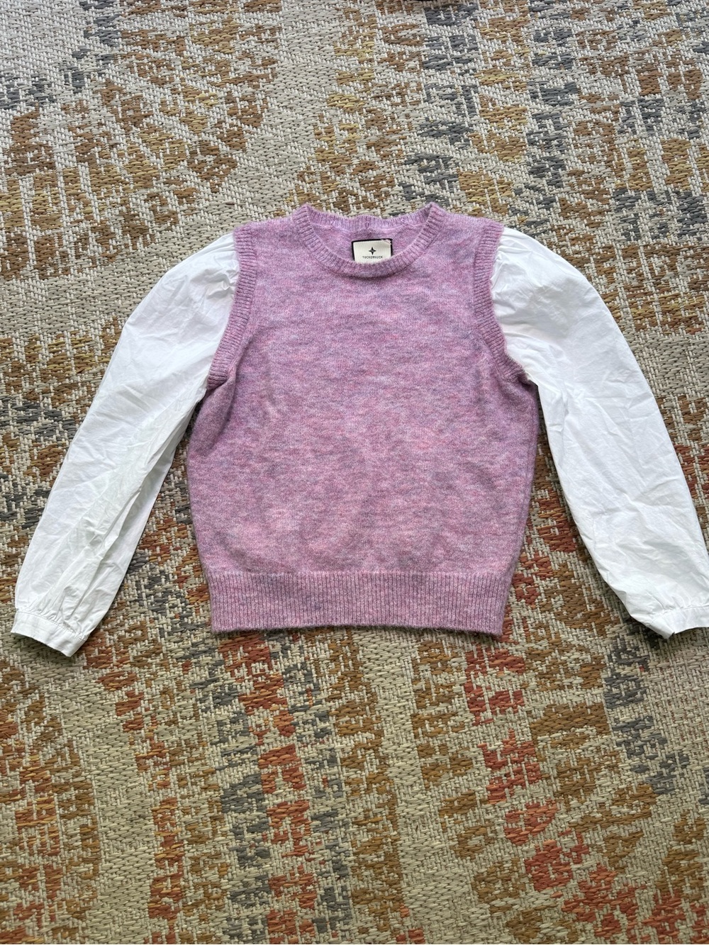 Tuckernuck Ella Pink Sweater Vest with White Sleeves
